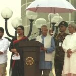 ‘জুলাই ঘোষণাপত্র’ পাঠ করছেন প্রধান…